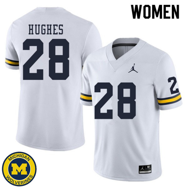 Womens University of Michigan #28 Danny Hughes White NCAA Football Jersey